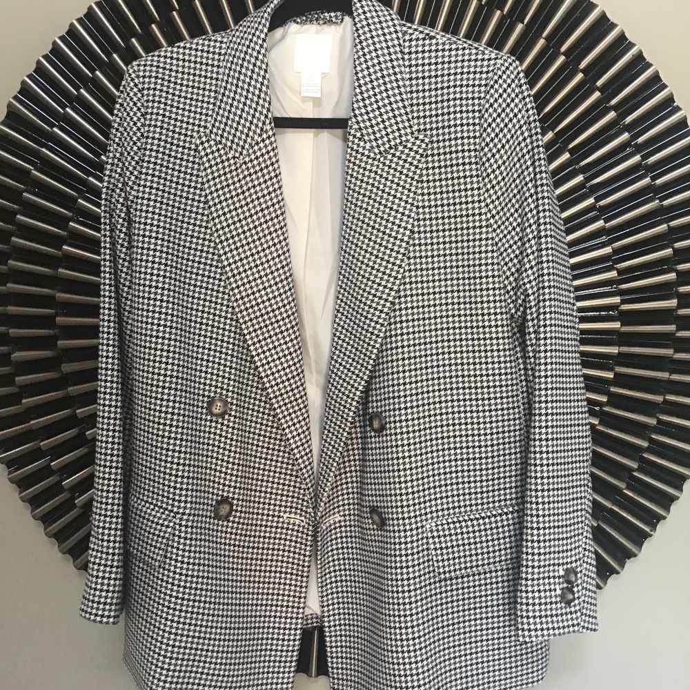 H&M Double Breasted Houndstooth Blazer NWOT